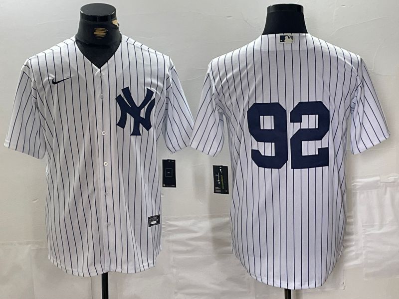 Men New York Yankees #92 No Name White stripe Game 2024 Nike MLB Jersey style 1->new york yankees->MLB Jersey